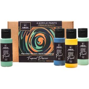 Nakleo Ensemble de peinture acrylique au pochoir - 4 couleurs (60 ml,  2 oz) - TROPICAL DESIRE