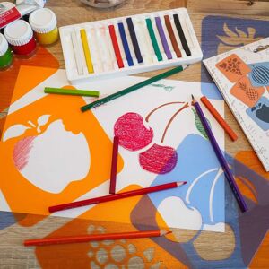 Nakleo Pochoirs a dessiner pour enfants (8 pieces) // FRUITS