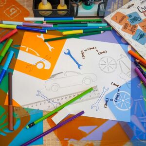 Nakleo Pochoirs a dessiner pour enfants (8 pieces) // TRANSPORT - VOITURES