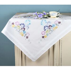 Verachtert Nappe &agrave; broder fleurs pastel blanc - Publicité