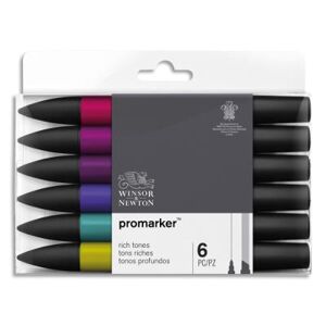 Marqueurs double pointe Promaker Winsor&Newton - à base d'alcool - tons riches assortis - lot de 6