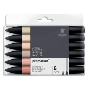 Marqueurs double pointe Promaker Winsor&Newton - à base d'alcool - tons chair assortis - lot de 6