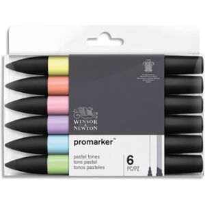 Feutre Winsor & Newton ProMarker - couleurs tons pastels assortis - boîte de 6