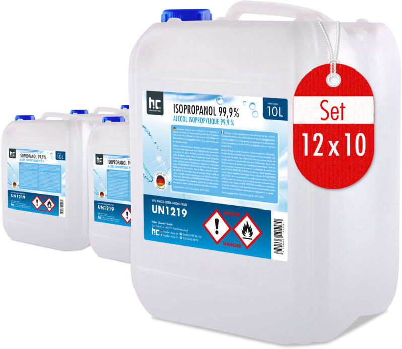 HöFER CHEMIE 12 x 10 Litre Alcool isopropylique 99,9 %