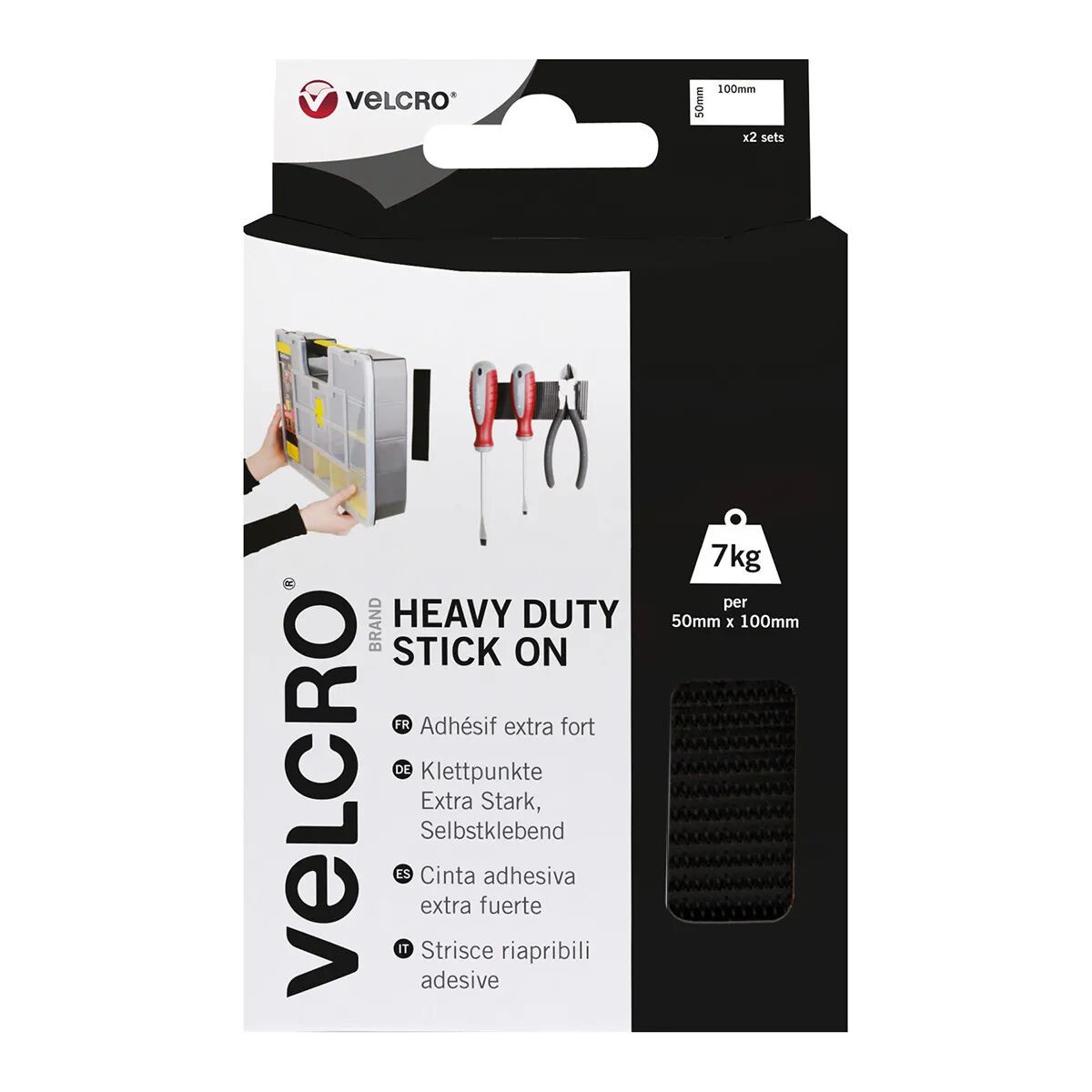Strisce Velcro Adesive 10 Cm 50 Mm Riapribili Extra-Strong Nero