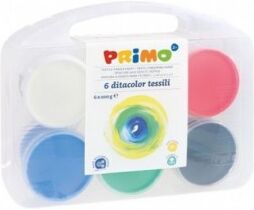 Primo Morocolor Ditacolor tessili - Valigetta con 6 tempere a dita da 100 g