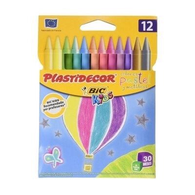 Offertecartucce.com Colori a cera Bic Kids Plastidecor conf. 12 pz. pastello e metallico