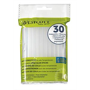 Westcott Mini-lijmsticks I Set: 30 stuks I 7mm diameter I 102 mm lang I transparant I patronen voor lijmpistool I E-16837 00, 7 mm
