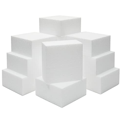 Juvale Knutselschuim, vierkante blokken voor beeldhouwkunst, modellering, doe-het-zelf kunst en knutselen, 12 stuks, wit, 10 x 10 x 5 cm elk