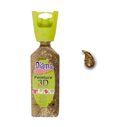 DIAM'S 3D-verf, voor alle ondergronden, goud, glitter, 37 ml