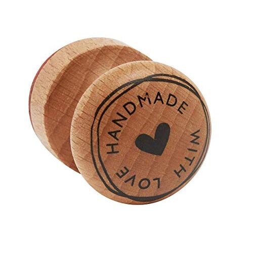 Rayher HOBBY  stempel hout "Handmade with love", rond, 3 cm ø, motiefstempel hout, houten stempel, boterstempel, ronde stempel, 29022000
