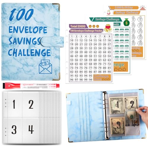 ZHXIANG 100-dagen uitdaging spaarboek, losbladig boek, spaarboekje, A5 losbladig boek, Creative Cash Budget Financial Planner Manual B