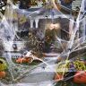 GUAN Halloween White spinnenweb, rekbare spinnenwebben met 100 stuks kleine spinnen genoeg om 1000 m² te bedekken, Halloween-decoratie, feestaccessoires voor buiten en binnen (300 g spinnennet)