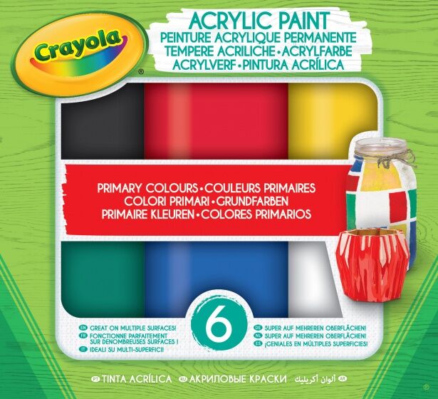 Crayola acrylverf primair 6 kleuren 59 ml - Multicolor