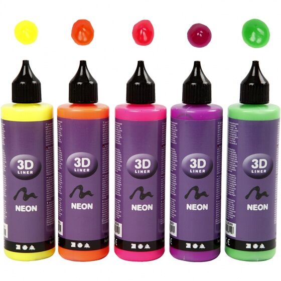 Creotime 3D liner neon 100 ml 5 stuks multicolor - Multicolor