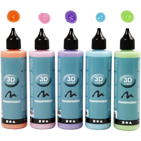 Creotime 3D liner transparant 100 ml 5 stuks multicolor - Multicolor
