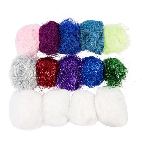 Creative fibers Metalic diverse kleuren 500 gram 14 stuks - Wit,Multicolor