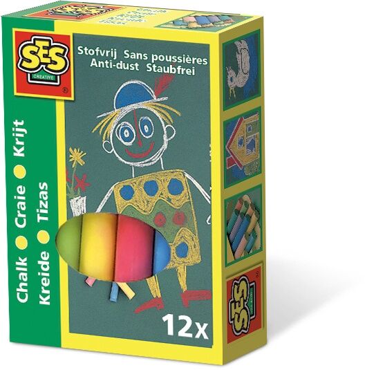 SES Creative bordkrijtjes junior kleur 12 stuks - Multicolor