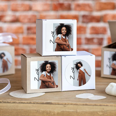 smartphoto Paper box white square sticker (set of 24)