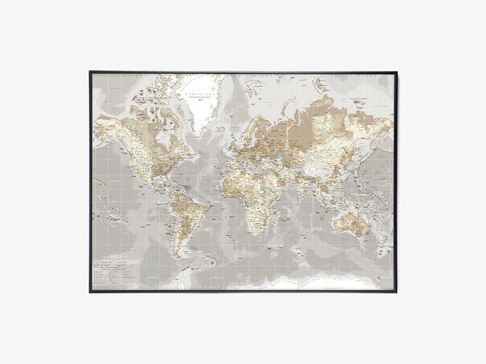 Incado Worldmap Pin Board, H80, Grå