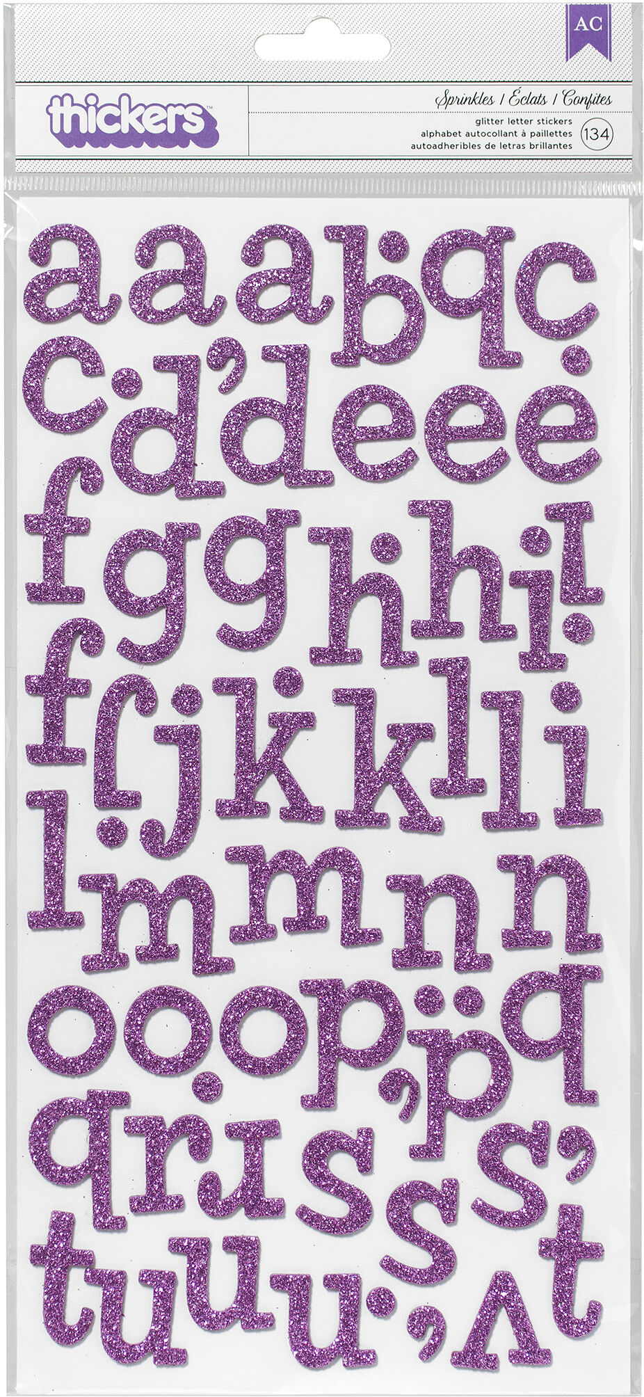 American Crafts Stickers - Sprinkles Glitter Lavndr