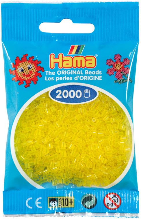 Hama Mini 2000 Perler Transparent Gul 14