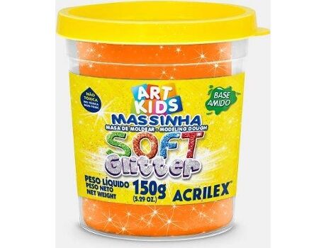 Acrilex Plasticina Soft Glitter Laranja 150 g (Idade Mínima: 3 anos)
