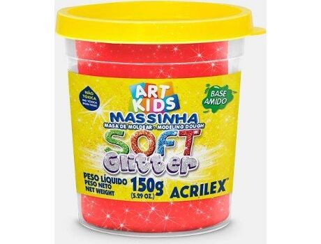 Acrilex Plasticina Soft Glitter Vermelho 150 g (Idade Mínima: 3 anos)