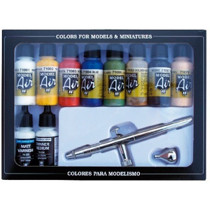 Acrylicos Vallejo Vallejo Airbrush set with Basics Colors 10x17ml