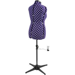 Ebern Designs Adjustable Dressmakers Dummy, In Purple Polka Dot With Hem Marker, Dress Form Sizes 16-20 To Pin, Measure, Fit & Display Your Clothes 160.0 H x 60.0 W x 70.0 D cm