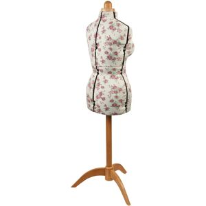 Rosalind Wheeler Adjustable Dressmakers Dummy, Rosebuds Floral Fabric With Natural Wooden Stand, Dress Form Sizes 16-20 To Pin, Measure, Fit & Display Your Clothes 160.0 H x 60.0 W x 70.0 D cm