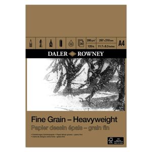 Daler-Rowney A4 Fine Grain Heavyweight Pad 200gsm 30 White Sheets