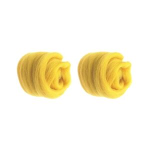 Paowsietiviity 2 set 10g Handmade Wool Top Fibre Roving For Needle Felting Materials Dark Yellow