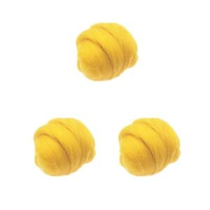 Paowsietiviity 3 set Handmade 10g Wool Roving Fibre For Needle Felting Materials Yellow