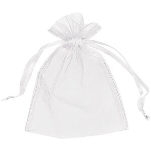 Generic 25 Organza Bags Wedding Favours Party Jewellery Pouches Mesh Drawstring Gift Wrap (5cm x 7cm, White)
