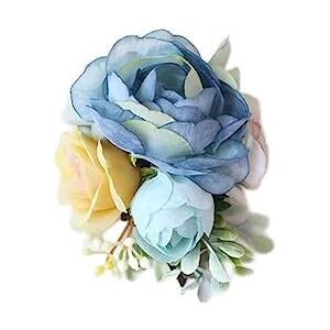 Garcan Wrist Corsage Boutonniere Wrist Flower Champagne Blue Bridesmaid Bracelet Men Prom Wedding Flower Accessories