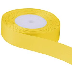 Trimming Shop 20mm x 25 Metres Double Sided Satin Polyester Ribbon Rolls for Gift Wrapping & Packaging, DIY Art & Crafts, Bows, Cake, Christmas, Wedding Card & Home Decorations, Yellow