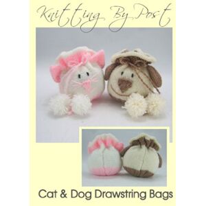 Knitting by Post Knitting Pattern Cat and Dog Drawstring Gift Bags. Kitty Cat Knitters Leaflet. Fun Feline and dog Quick & Easy Beginner Pet Patterns. UK Soft Toy Knits