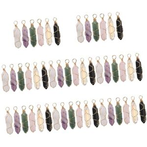 STOBOK 48 Pcs Crystal Hexagon Pendant Points Hanging Crystals Healing Crystals Healing Hanging Pendant Crystal Pendant Drops Necklace Hanging Crystal Pendant Charm Miss Stone