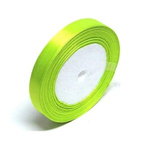 Habercrafts Fluorescent Yellow 6mm Ribbon Single Sided Satin Ribbon Tying Gift Ribbon Wedding Trimming Crafts Apron (1 Roll - 20 Meters)