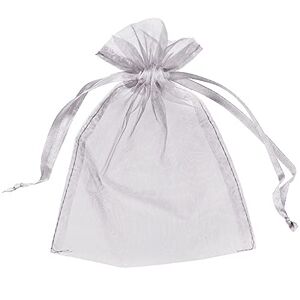 Generic 50 Organza Bags Wedding Favours Party Jewellery Pouches Mesh Drawstring Gift Wrap (5cm x 7cm, Silver)