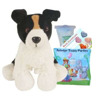 Splodge Teddy Parties Black and White Terrier Dog - Soft Plush Toy - 16 inch / 40cm - Build your own Teddy Bear Making Kit - no sew (Basic Kit)