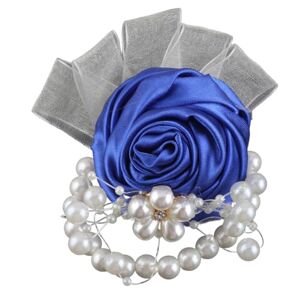 CNBYDK Wrist flower blue flower corsage color with pearl chain crystal tassel bride bridesmaid wrist flower bracelet