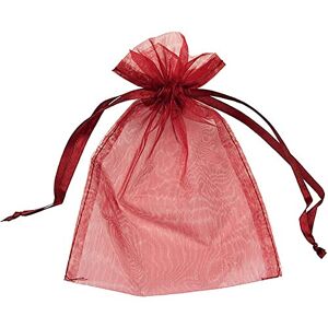 Generic 50 Organza Bags Wedding Favours Party Jewellery Pouches Mesh Drawstring Gift Wrap (5cm x 7cm, Burgundy)