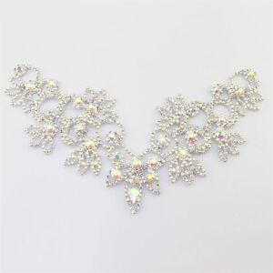 Generic 6 * 4.2In Ab Crystal Collar Rhinestone Sew On Necklace Adornment For Wedding Dress Skirt AB sliver color