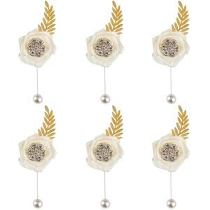 TONZN 1/2/6PCS 50 * 130MM Gold Leaf Pearl Bride Bridesmaid Cream Corsage Corsage Wedding Corsage (6PCS)