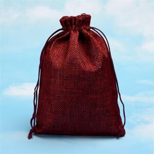 JekyTMP Pack of 65 Linen Bags, Small Fabric Bags, Gift Bags, Jewellery Bag, Hessian Jewellery Bag with Drawstring, Breathable Bags for Jewellery Wedding Christmas Party (Red Wine, 15 x 20 cm)