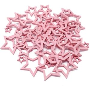 Special Touches Pink Mixed Size Cut-Out Open Stars Christmas Craft Scrapbook Vintage Confetti Star - Pack of 50