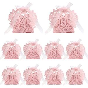 Generic Wedding Favour Boxes 50 Pieces/set Small Gift Boxes with Ribbon Candy Boxes Gift Bagdes for Birthday Gifts, Party, Wedding