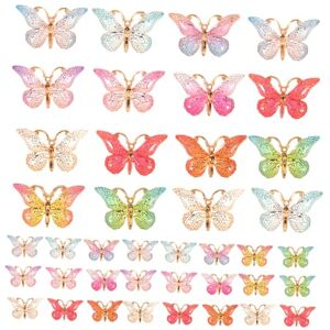 STOBOK 200 Pcs Wedding Decorations Butterfly Charms for Jewelry Making Post Brackets Butterfly Charms for Diy Necklace Pendant Charm Diy Hair Clip Charm Loose Beads Resin Bracelet Metal